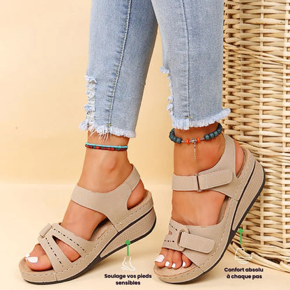 VELORA™ - Sandale compensée orthopédique – Confort ultime & style irrésistible